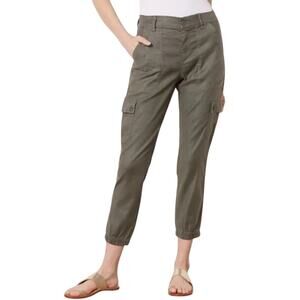 Evereve Mid‎ Rise Utility Cargo Jogger Pants Linen Olive Green Women's Size 27